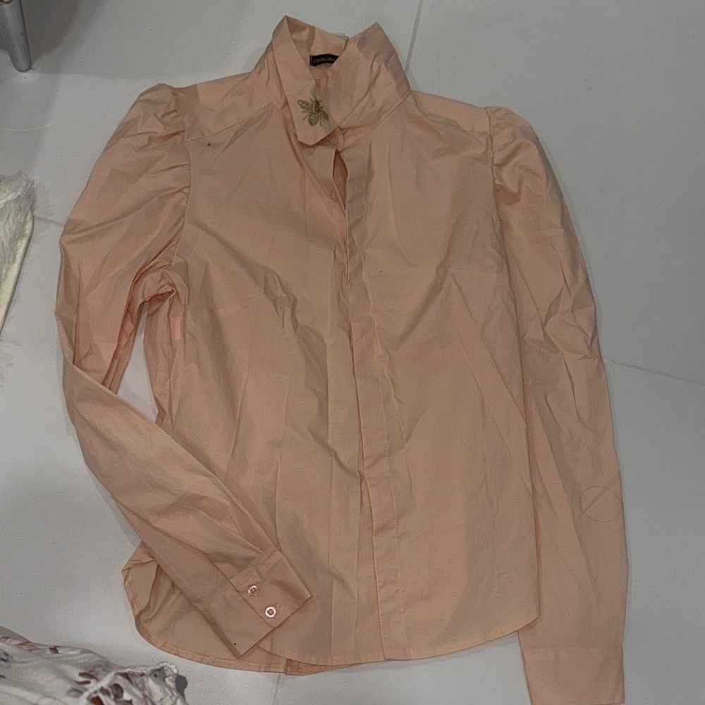 Chic Peach Button Down Shirt for Women